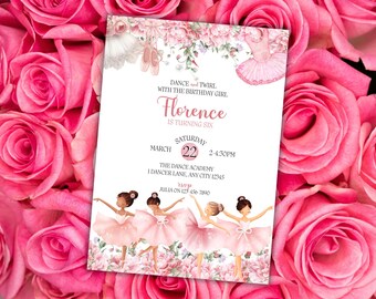 Customizable Ballerina Birthday Invitation Template