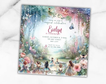 Magical Fairy Birthday Invitation - Editable Woodland Fairy Party Invite - Custom Digital Download for Kids&#39; Birthday - Enchanted Theme