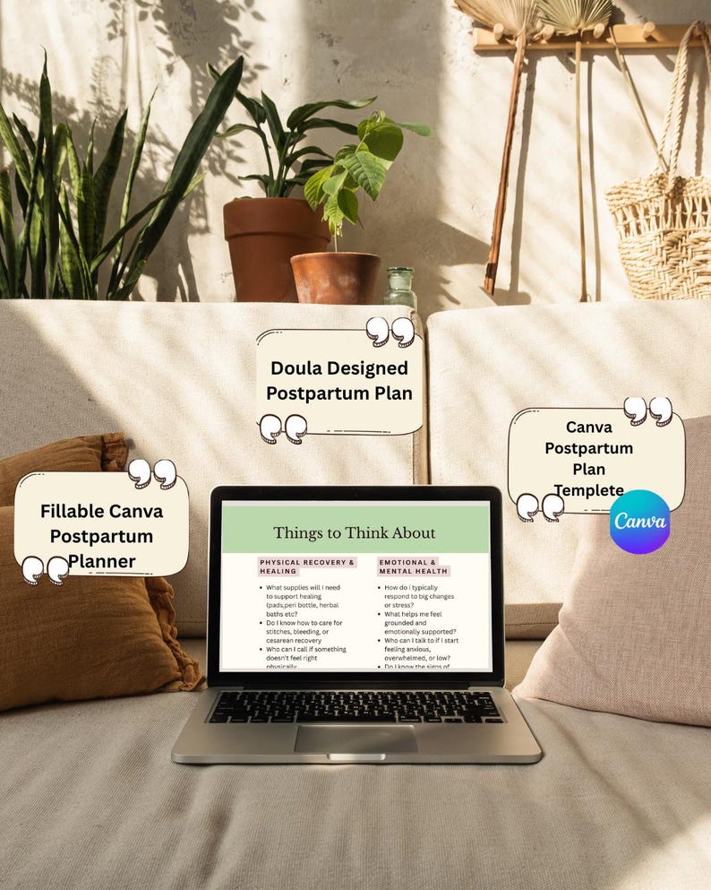 Postpartum Plan Template Digital Printable for New Moms Recovery