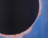 Eclipse solaire astronomie histoire naturelle Science Lithographie graphique des ann&eacute;es 1930 Art de cadrage