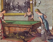 Brunswick Pool Table Halstead Packers Vintage 1885 Victorian Era Advertisement Poster To Frame