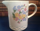 Fruit Flowers Pitcher Vina Fera Ironstone Kitchen Barware 1980s