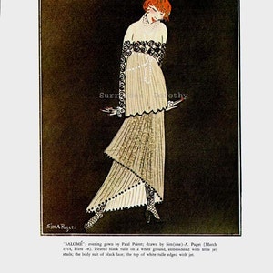 Stunning Little Fish French Belle Epoque Vintage Ladies Fashions Lithograph To Frame image 3