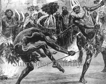 Aboriginal Dance Indigenous Native Australians 1920s Vintage History First Nations Illustration To Frame Black & White