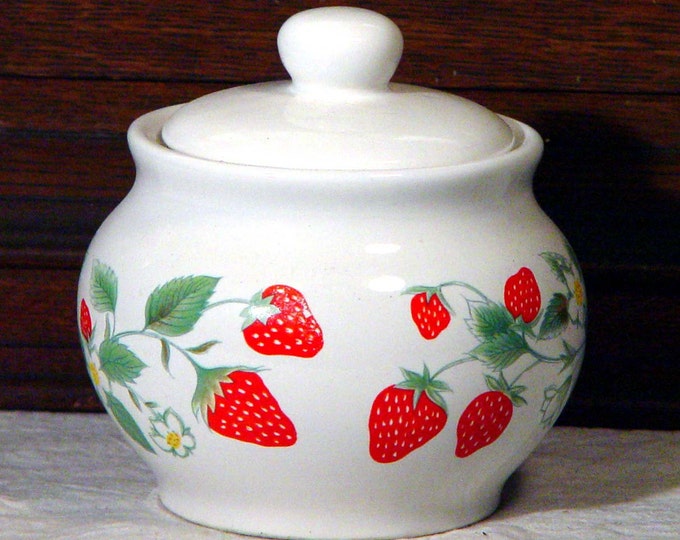 Strawberry Sugar Bowl Retro Seventies Kitchen Dining Ware USA Etsy