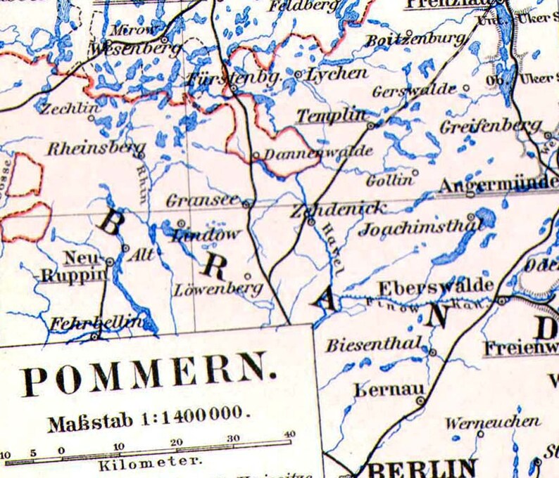 Pommern Deutschland Karte 1903 Jahrgang Edwardian Stahlstich Europ