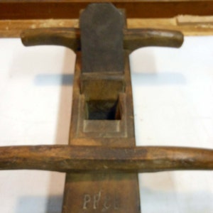 Vintage Double Handle Plow Plane Marked Letters PPSB Wood Worker Tool Found Object Display image 2