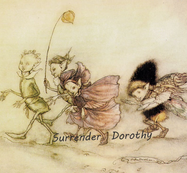 Elves Arthur Rackham Vintage Children's Nursery Lithograph Art Print To Frame Elf Adventure image 1