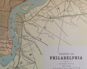 Philadelphia Pennsylvania Map 1890 Vintage Victorian Antique Copper Engraving USA City Cartography To Frame