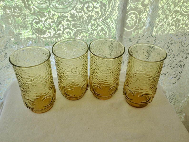 Anchor Hocking Coin Dot Circle Tom Collins Glasses Tumblers Etsy