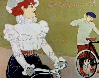 Cless & Plessing Fahrrad Brynolf Wennerberg Schweden 1898 Jugendstil-Lithografie-Plakat Transportanzeige zum Rahmen