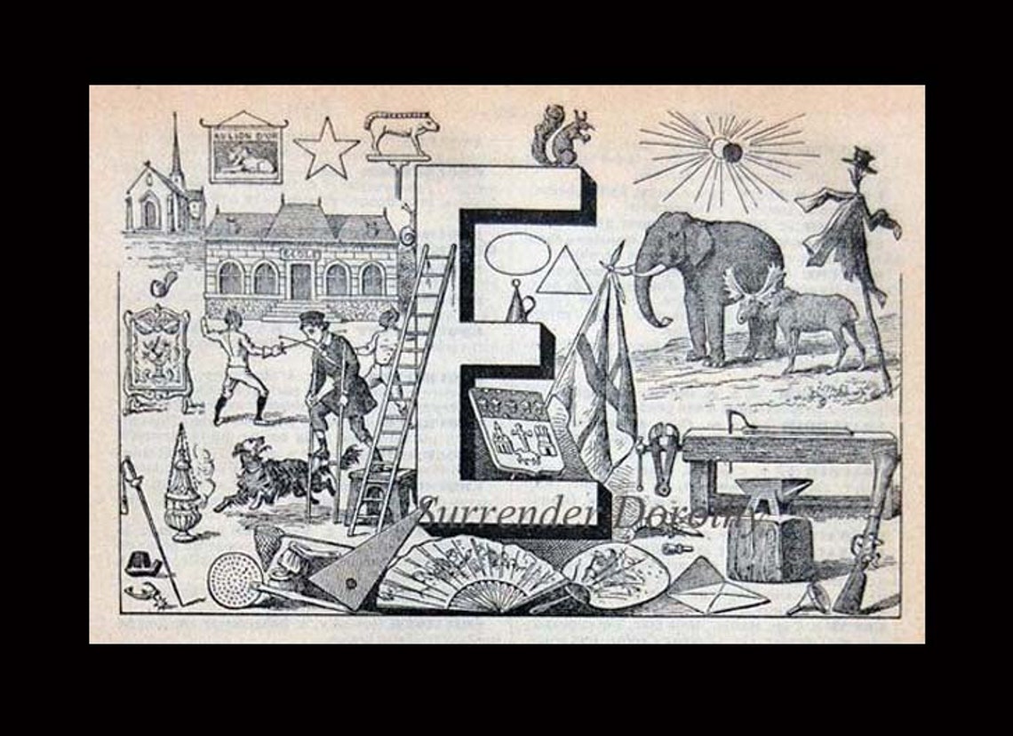 Letter E French Dictionary Alphabet Chart Paris France To Etsy