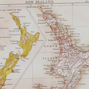 ニュージーランド オーストラリア地図 アンティーク銅版画 ヴィンテージ地図作成 1892 ビクトリア朝地理アート 額装