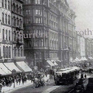 Chicago Illinois State Street USA 1890 Vintage Victorian Rotogravure Photo Illustration For Framing Black & White
