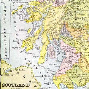 Escocia Mapa antiguo 1889 Cartografía vintage victoriana Geografía para enmarcar