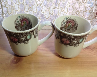 2 Mugs Johnson Brothers HIS MAJESTY Retro 1970s USA Vintage China