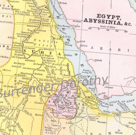 エジプト アビシニア アフリカ 地図 聖地 1887 ビクトリア朝時代
