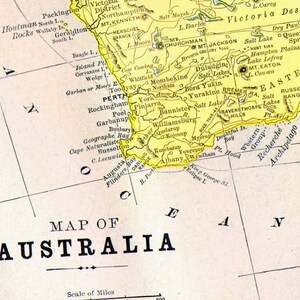 オーストラリア地図 アンティーク銅版画地図 1892年 ビクトリア朝地理アート 額装