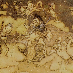 Mother Goose Arthur Rackham Vintage Kinderzimmer Lithographie Kunstdruck Zum Einrahmen