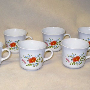 Wildflower Mugs Corning Vintage 1970s Coffee Cups Set Of Four For Your Retro Kitchen USA image 4