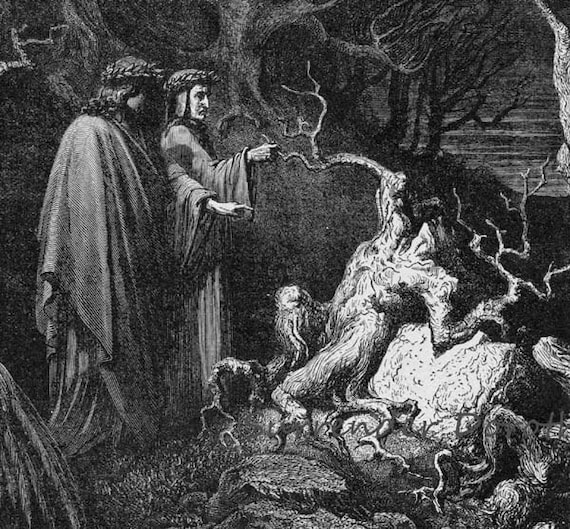 Suicides in the Forest Dante Inferno Canto 13 Gustave Dore Hell