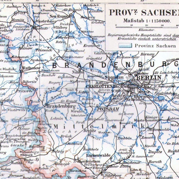 Map Saxony Sachsen State Province Germany Edwardian 1903 Antique Steel Engraving Cartography To Frame