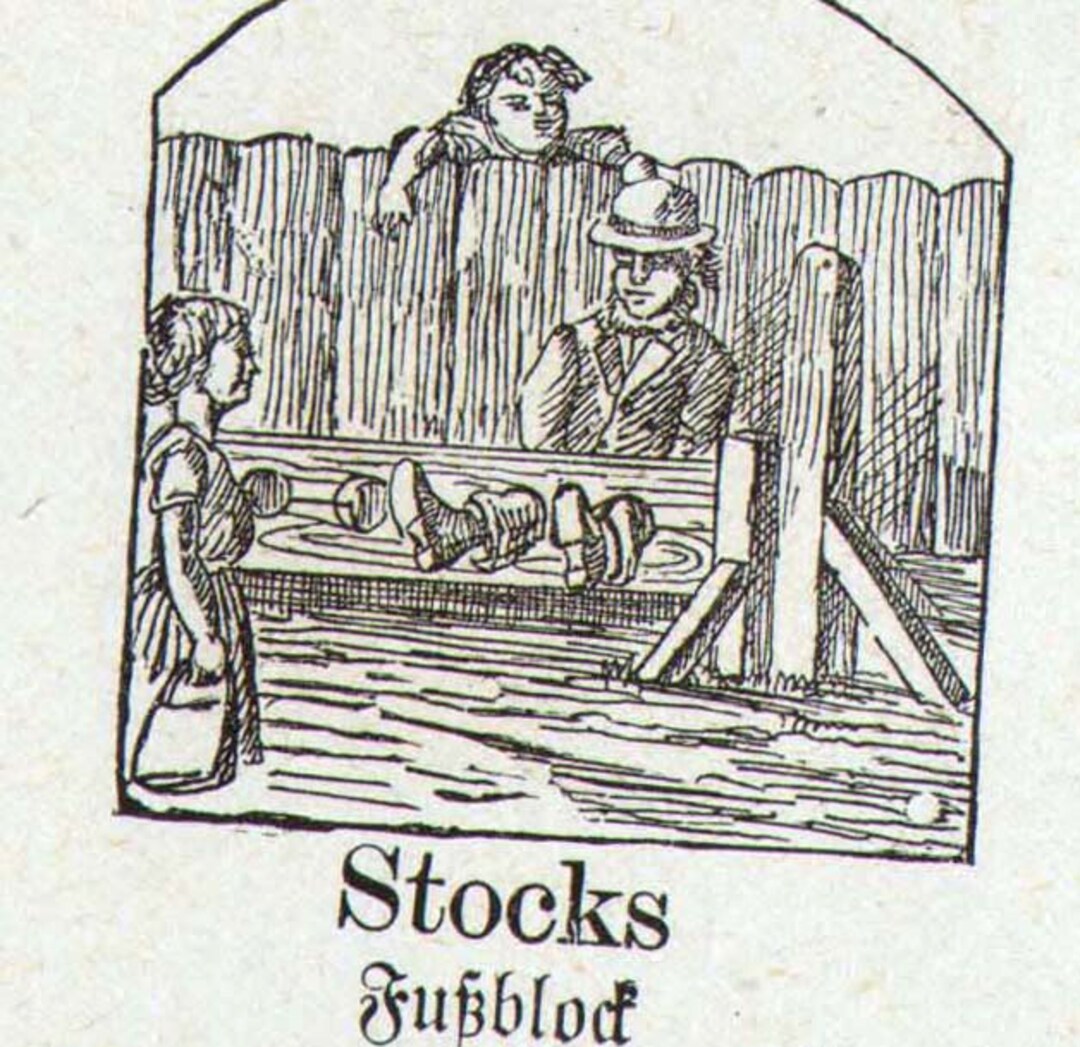 Stocks Slave Stilts Mennonite Children's Pictoral Dictionary Letter S