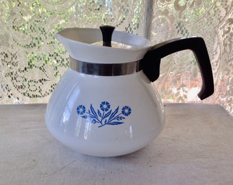 Corning Ware Cornflower Blue Tea Kettle Teapot Six Cup Vintage 1970s For Your Retro Kitchen USA Corningware