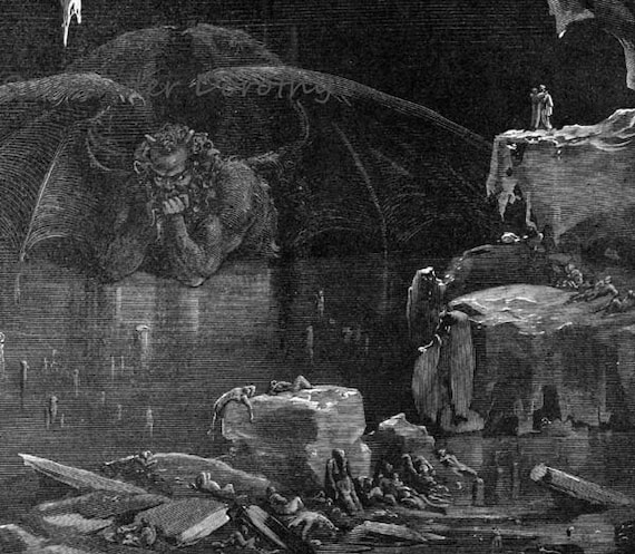 Lucifer King of Hell Frozen in Ice Dante Inferno Canto 34 Gustave