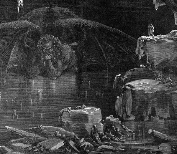 Lucifer King of Hell Frozen in Ice Dante Inferno Canto 34 Gustave