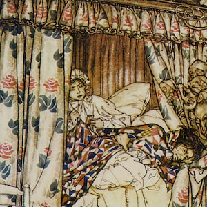 Awakened By Fairies Arthur Rackham Vintage Kinderzimmer Lithographie Kunstdruck Zum Einrahmen