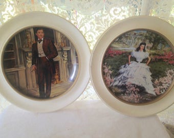 Scarlett O'Hara Rhett Butler TWO Vintage MGM Collector Plates Edwin Knowles 1978