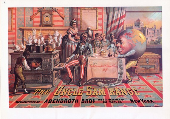 Uncle Sam Range and Domestic Sewing Machine 1876 Victorian Era
