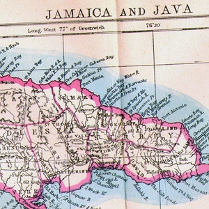 ジャマイカ ジャワ バリ島 地図 アンティーク 銅版画 ヴィンテージ 地図作成 1892 ビクトリア朝 地理 アート 額装