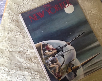 The New Yorker Magazine August 22 1942 Vintage Original Great Ads WWII Wartime Alajalov Soldier Pilot Full Moon