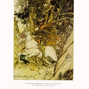 Undine Petite Sirène Arthur Rackham vintage Crèche Pour Enfants Lithographie Art Imprimer À Encadrer image 4