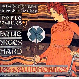 Georges Richard Bicycles William Grasset Redhead Art Nouveau 1897 Lithograph Bike Poster Transportation Ad To Frame image 2