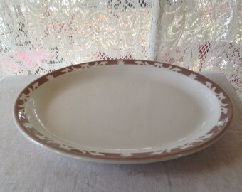 Syracuse China Platter Nutmeg Pattern Vintage Heavy Restaurant China 1960s 9 1/2" x 11 1/4"