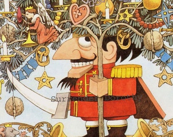 Nutcracker Ballet Christmas Celebration Maurice Sendak Vintage Original Children&#39;s Nursery Poster To Frame
