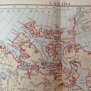カナダ地図 アクアチント 銅版画 北米地図 1892年 ビクトリア朝アンティーク地理アート 額装