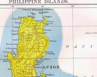 Philippine Island Map Antique Copper Engraving Cartography 1892 Vintage Victorian Geography Art To Frame