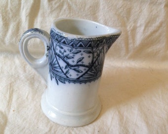 Ironstone Individual Creamer Pitcher Antique 1863-1883 Aesthetic Movement Blue Transferware Victorian Era 1890s