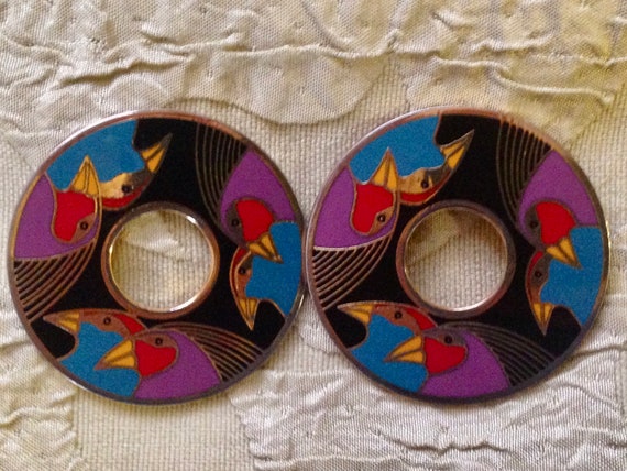 Laurel Burch Earrings Birds of Santorini Stud Pos… - image 1