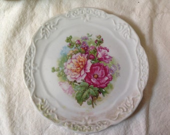 Porcelain Teapot Trivet Pink Peony Hibiscus 1930s Germany Vintage China Kitchen Classic