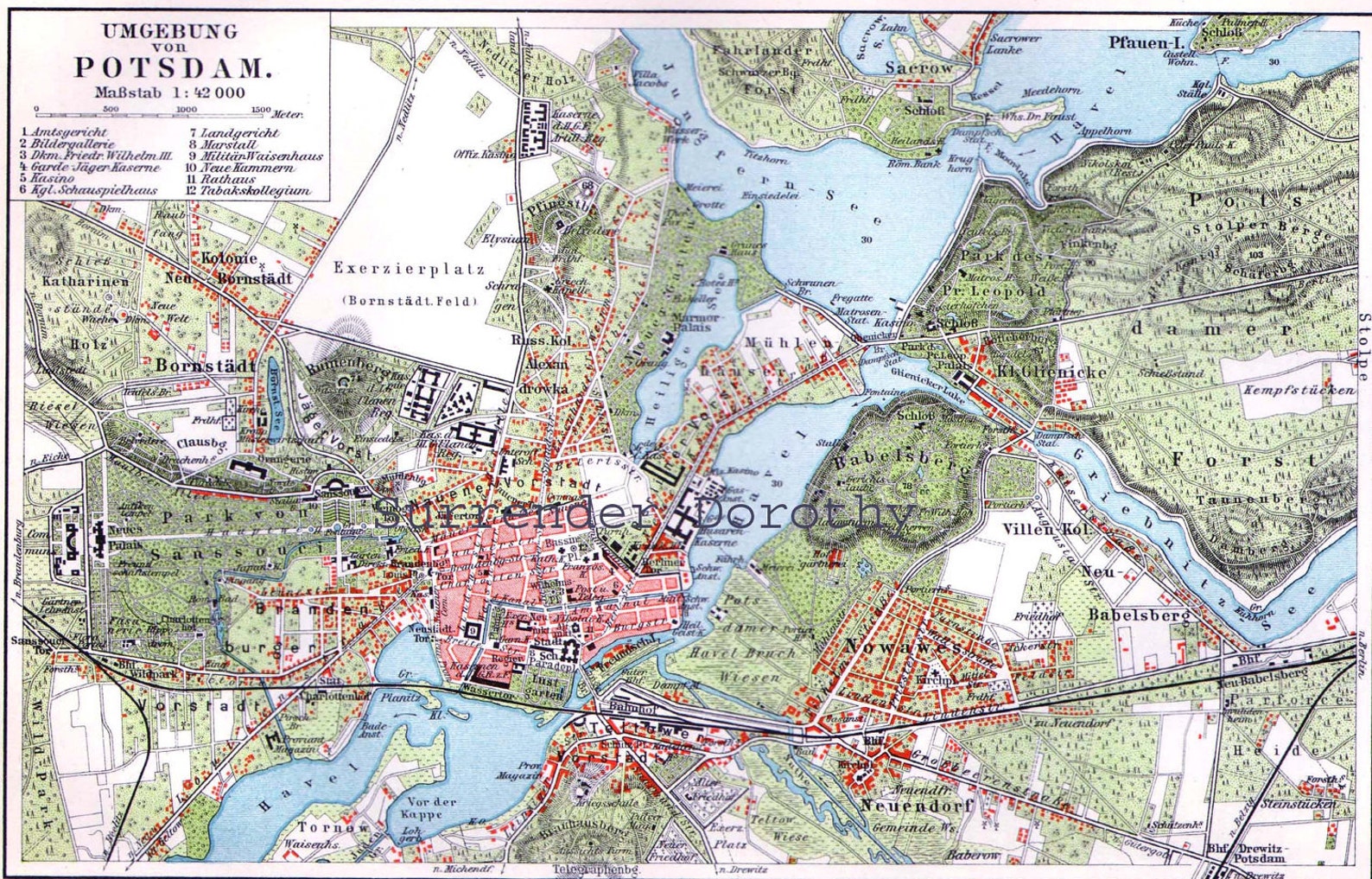 Карта потсдама с достопримечательностями на русском языке