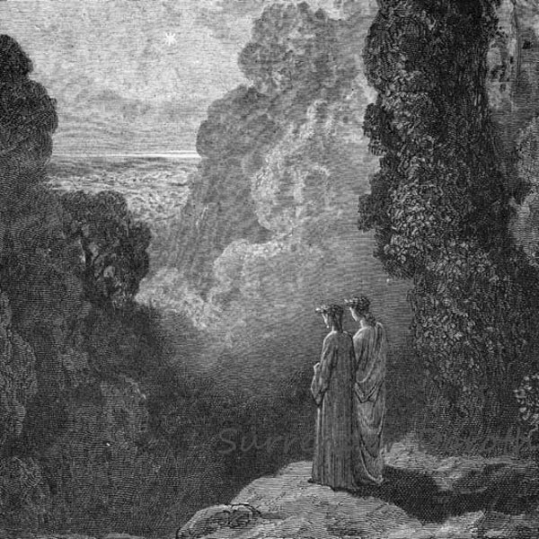 Poets Behold The Beauty Of Venus In The Morning Sky Purgatorio Canto 1 Vintage Engraving Gustave Dore Black & White