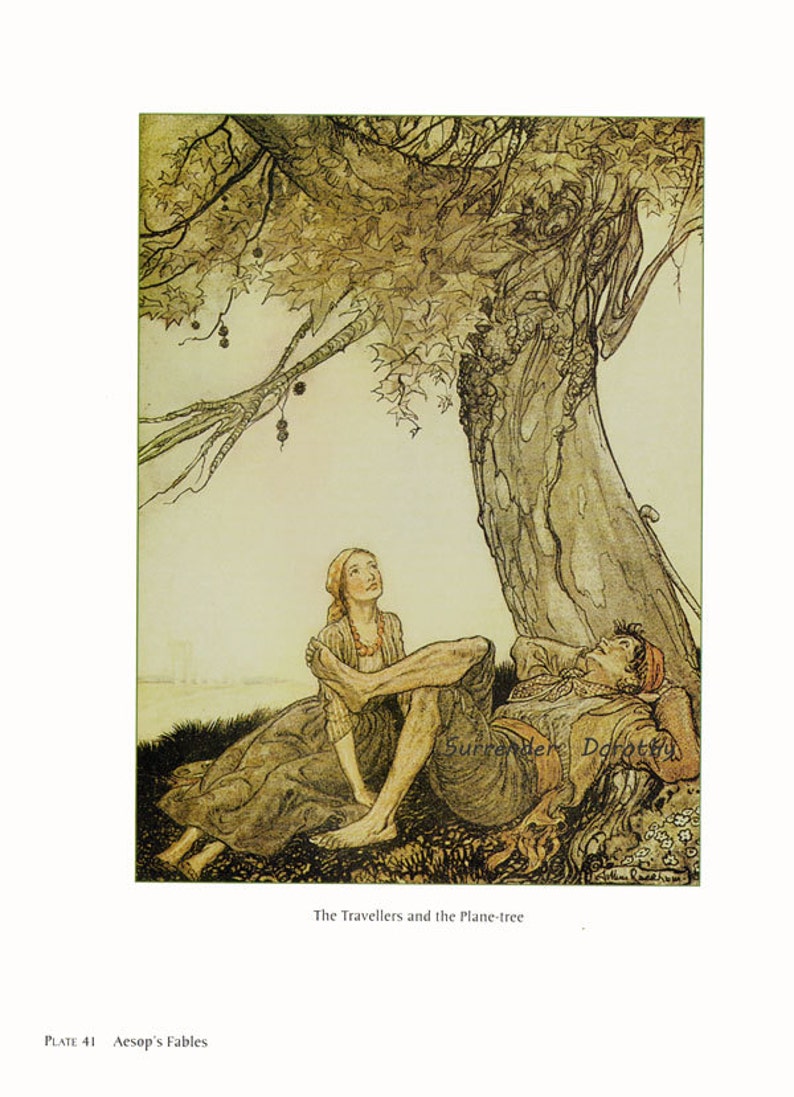 Travelers & Plane Tree Arthur Rackham Vintage Children's Nursery ...
