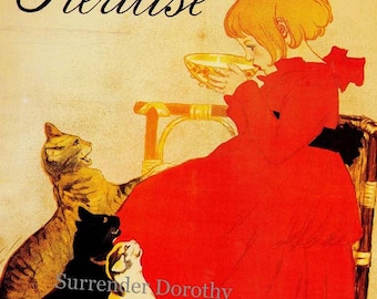 Little Girl Cats Pure Sterilized Milk T.A. Steinlen Paris France Victorian Era 1894 Lithograph Poster Advertisement To Frame