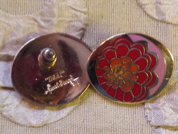 Laurel Burch Earrings IMAI FLOWER Cloisonne RARE … - image 2