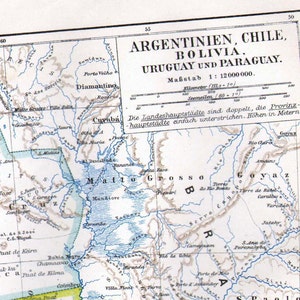 アルゼンチン チリ ボリビア 南アメリカ地図 1903 アンティーク エドワード朝 スチール彫刻 ヴィンテージ 地図作成 地理 アート 額装